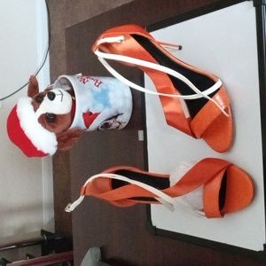 Ladies 4 inch heel orange and white 🆕🆕